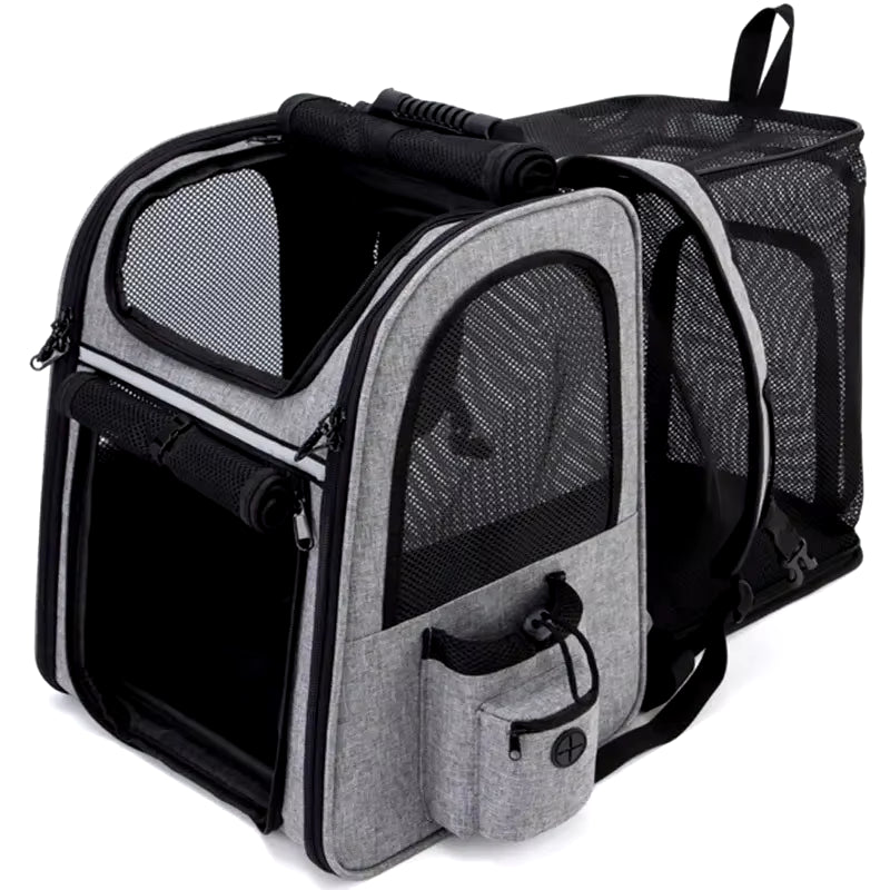 Pet Supplies Portable Breathable Double Shoulder Cat Bag, Foldable Puppy Backpack, Fashionable and Expandable Pet Bag