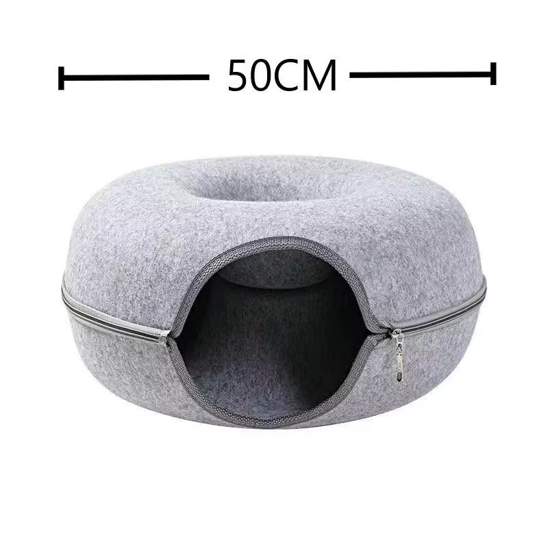 Donut Pet Cat Tunnel Interactive Play Toy Cat Bed Dual Use Ferrets Rabbit Bed Tunnels Indoor Toys Cats House Kitten Training Toy