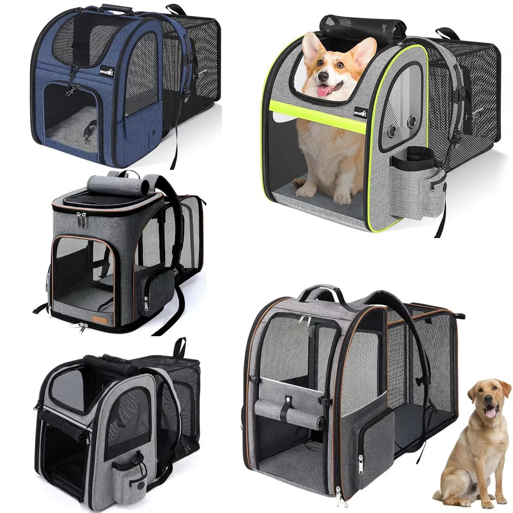 Pet Supplies Portable Breathable Double Shoulder Cat Bag, Foldable Puppy Backpack, Fashionable and Expandable Pet Bag